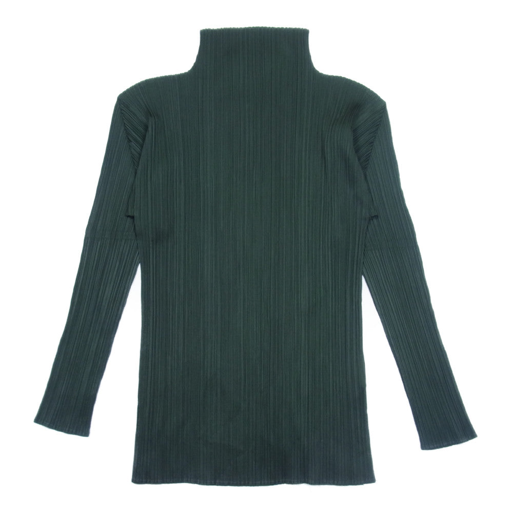 PLEATS PLEASE プリーツプリーズ イッセイミヤケ PP43-JK604 プリーツ加工 ボトルネック ロング カットソー 長袖 グリーン系 3【中古】