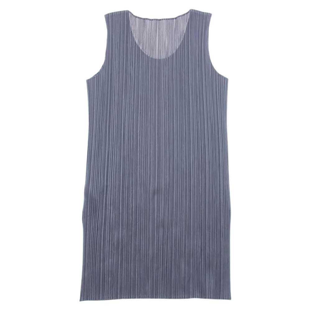PLEATS PLEASE プリーツプリーズ イッセイミヤケ PP04-JK615 プリーツ加工 スリット ロング ノースリーブ カットソー グレー系 3【中古】