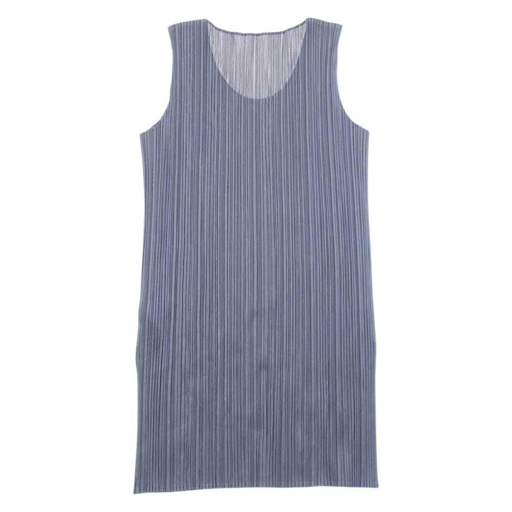 PLEATS PLEASE プリーツプリーズ イッセイミヤケ PP04-JK615 プリーツ加工 スリット ロング ノースリーブ カットソー グレー系 3【中古】