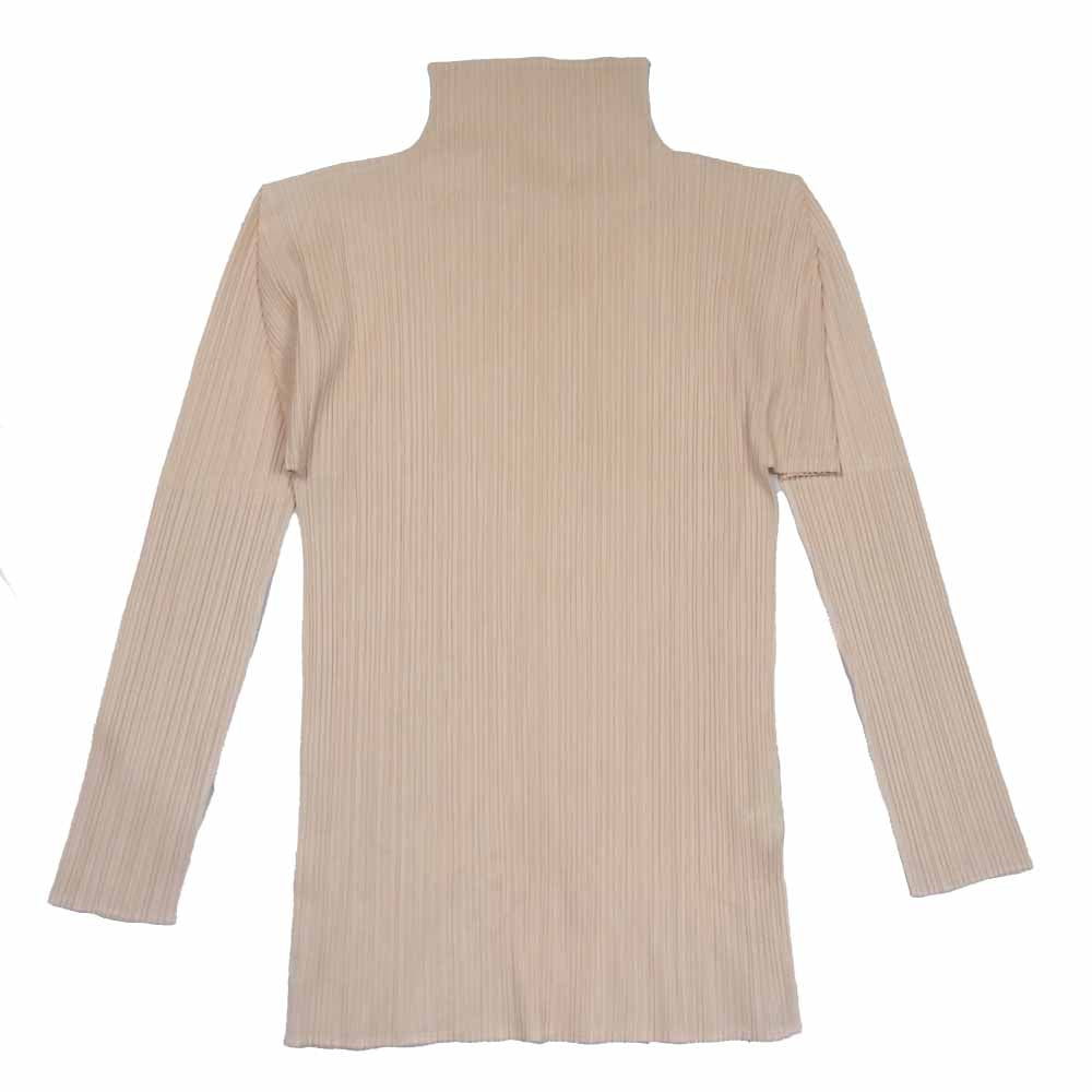 PLEATS PLEASE プリーツプリーズ イッセイミヤケ PP61-JK204 プリーツ加工 ボトルネック カットソー 長袖 オレンジ系 F【中古】