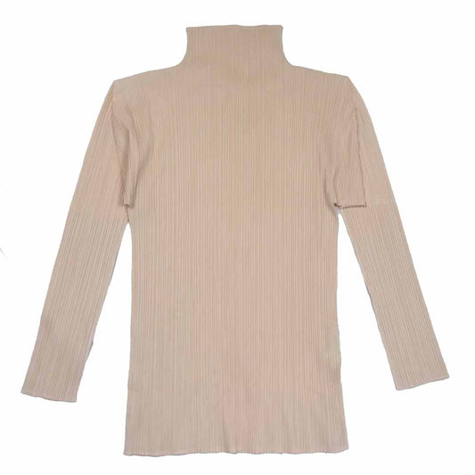 PLEATS PLEASE プリーツプリーズ イッセイミヤケ PP61-JK204 プリーツ加工 ボトルネック カットソー 長袖 オレンジ系 F【中古】