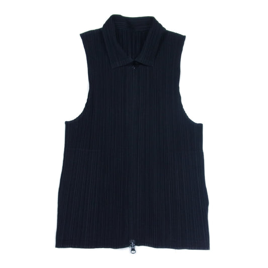 PLEATS PLEASE プリーツプリーズ イッセイミヤケ PP04-JE384 プリーツ加工 ノースリーブ ジップ ブラウス ブラック系 3【中古】