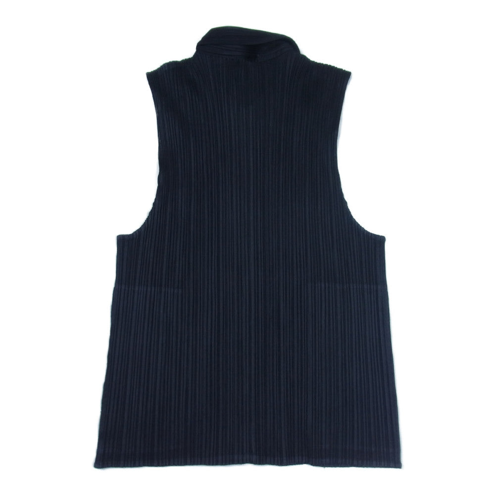 PLEATS PLEASE プリーツプリーズ イッセイミヤケ PP04-JE384 プリーツ加工 ノースリーブ ジップ ブラウス ブラック系 3【中古】