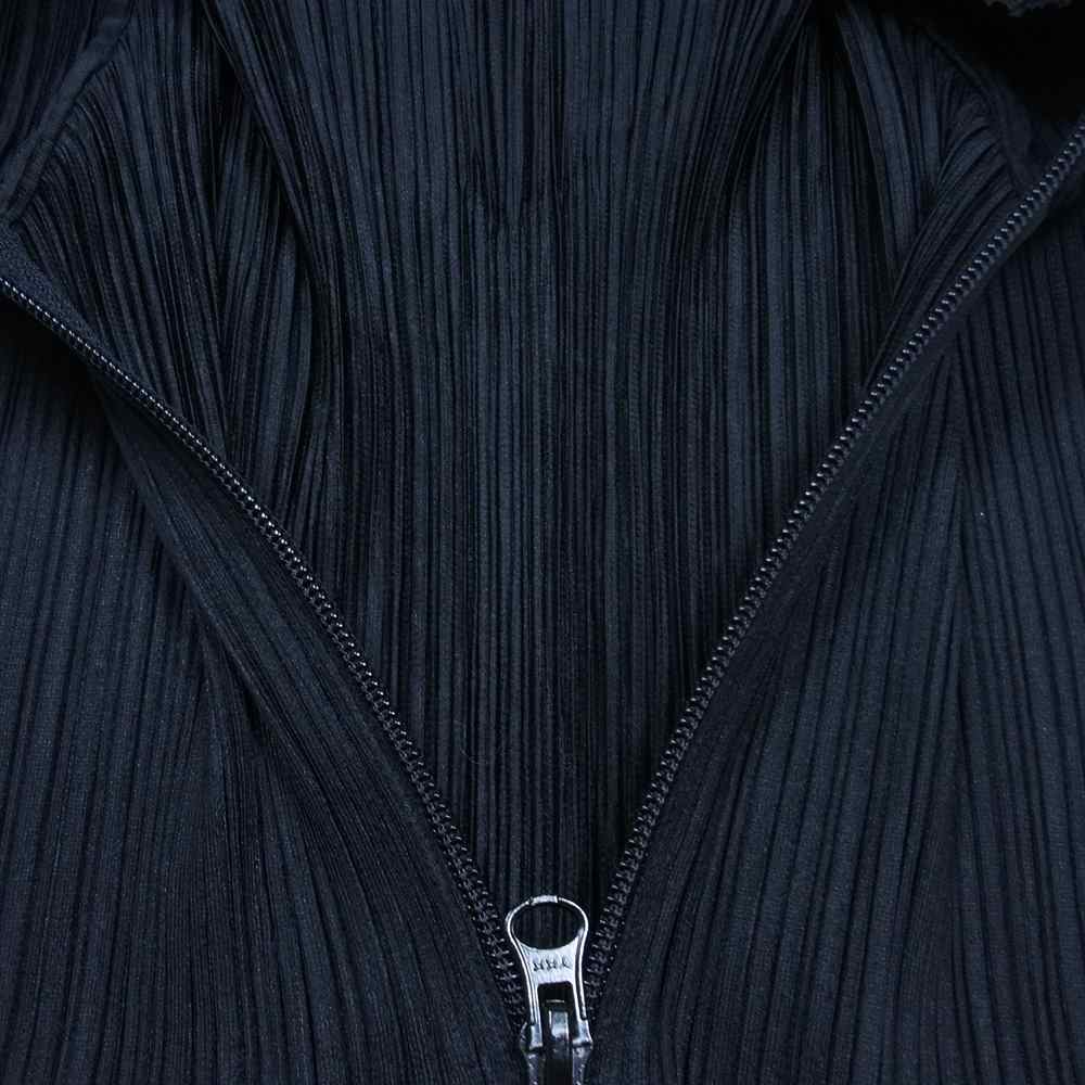 PLEATS PLEASE プリーツプリーズ イッセイミヤケ PP91-JE082 プリーツ加工 ノースリーブ フード ジップ トップス ブラック系 3【美品】【中古】