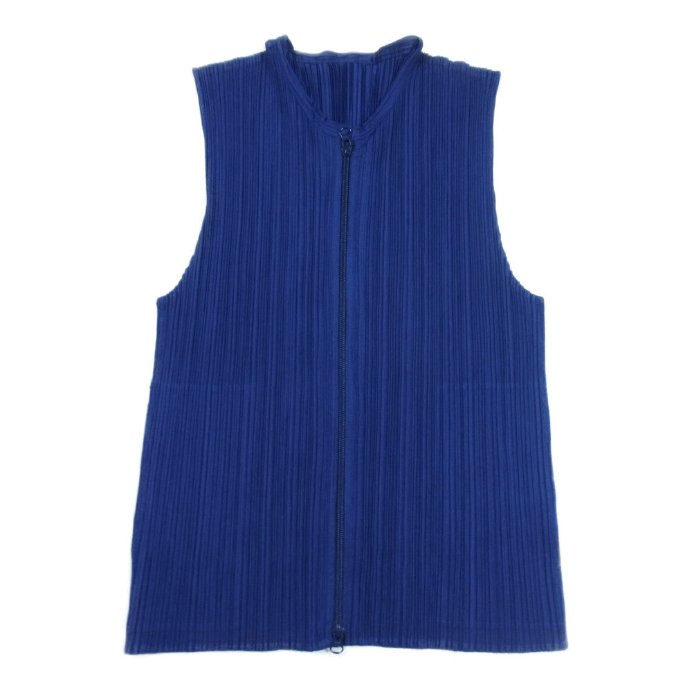 PLEATS PLEASE プリーツプリーズ イッセイミヤケ PP83-JE385 プリーツ加工 ノースリーブ ジップ カットソー ブルー系 3【中古】