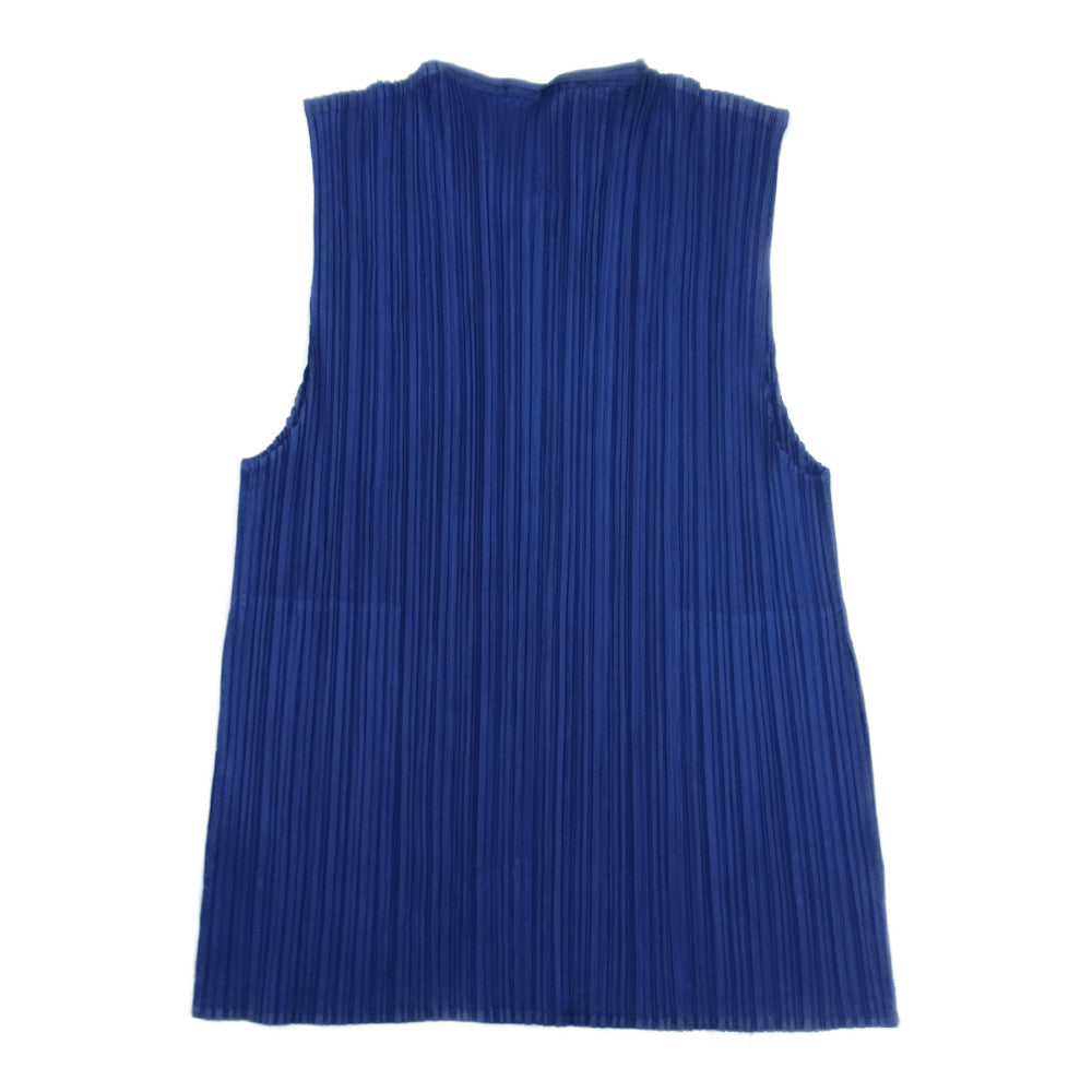 PLEATS PLEASE プリーツプリーズ イッセイミヤケ PP83-JE385 プリーツ加工 ノースリーブ ジップ カットソー ブルー系 3【中古】