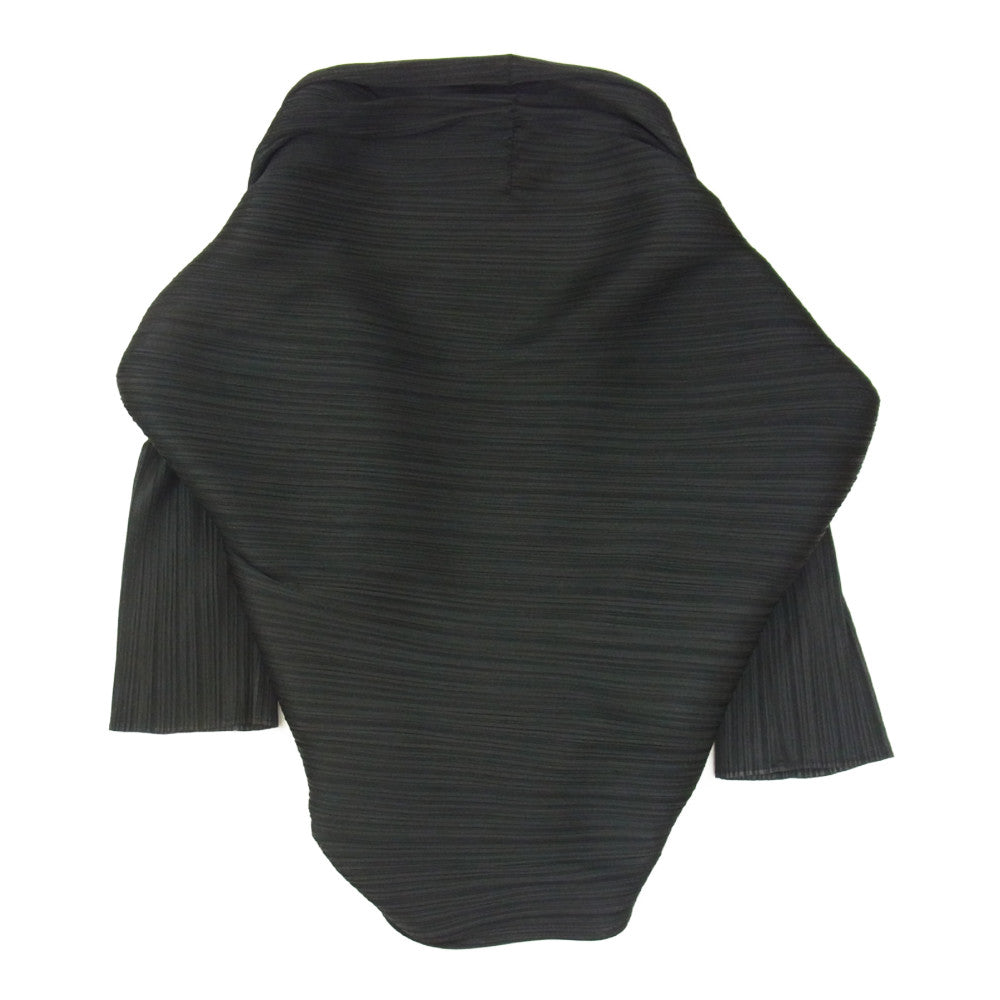 PLEATS PLEASE プリーツプリーズ イッセイミヤケ PP91-JD052 プリーツ加工 変形 横プリーツ ボレロ カーディガン  ブラック系 3【美品】【中古】