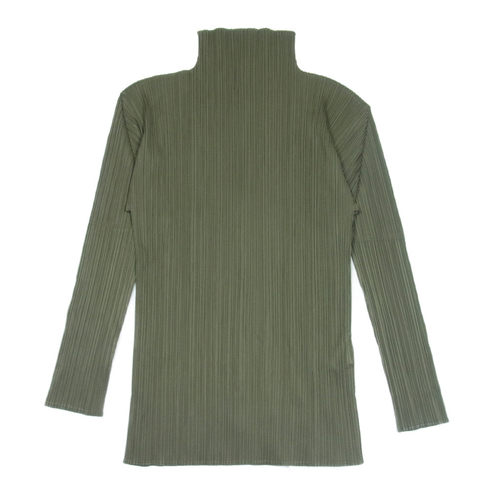 PLEATS PLEASE プリーツプリーズ イッセイミヤケ PP53-JK404 プリーツ加工 ボトルネック カットソー 長袖 カーキ系 4【中古】