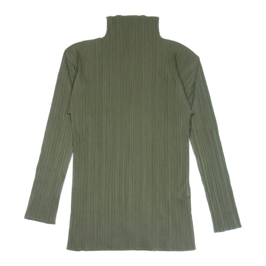 PLEATS PLEASE プリーツプリーズ イッセイミヤケ PP53-JK404 プリーツ加工 ボトルネック カットソー 長袖 カーキ系 4【中古】