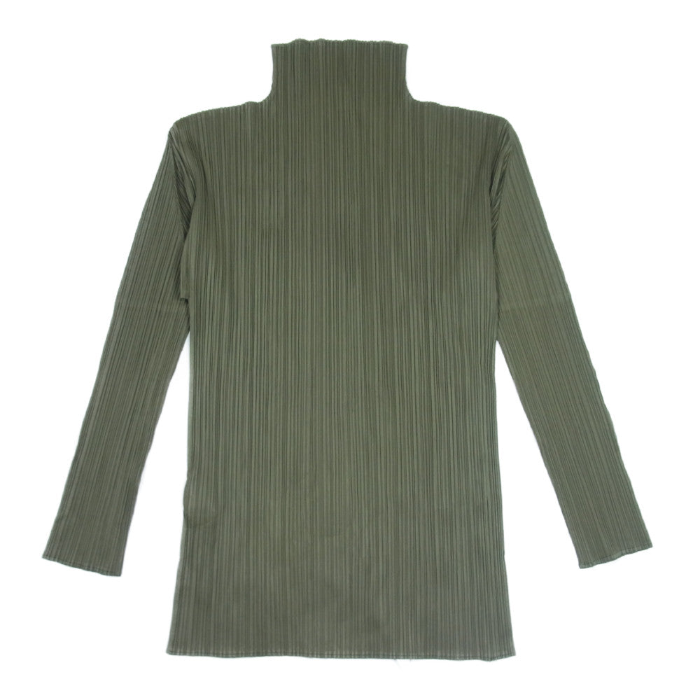 PLEATS PLEASE プリーツプリーズ イッセイミヤケ PP53-JK404 プリーツ加工 ボトルネック カットソー 長袖 カーキ系 4【中古】