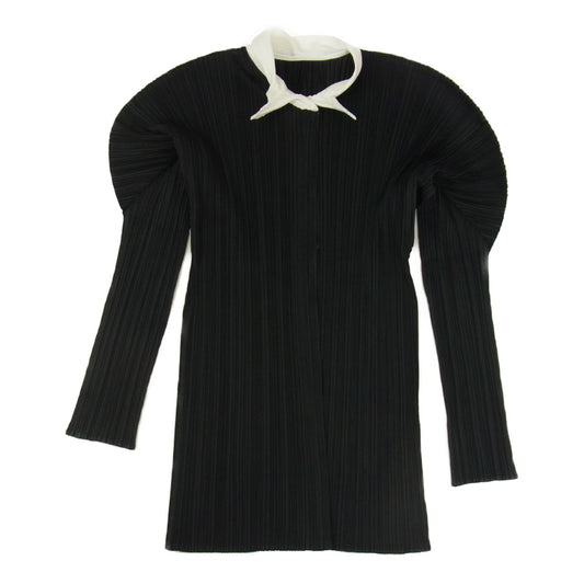 PLEATS PLEASE プリーツプリーズ イッセイミヤケ PP91-JK054 プリーツ加工 バイカラー シャツ ブラウス ブラック系 3【中古】