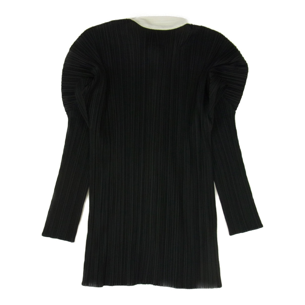 PLEATS PLEASE プリーツプリーズ イッセイミヤケ PP91-JK054 プリーツ加工 バイカラー シャツ ブラウス ブラック系 3【中古】
