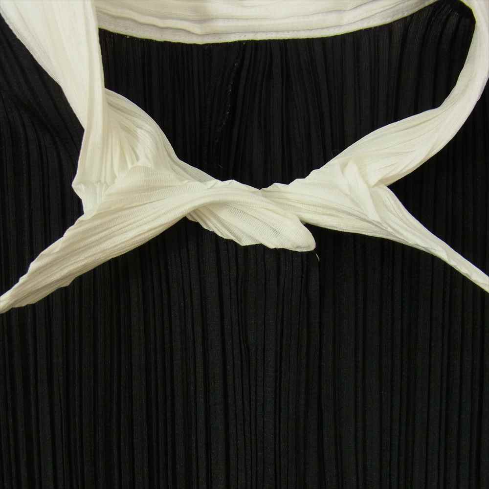 PLEATS PLEASE プリーツプリーズ イッセイミヤケ PP91-JK054 プリーツ加工 バイカラー シャツ ブラウス ブラック系 3【中古】