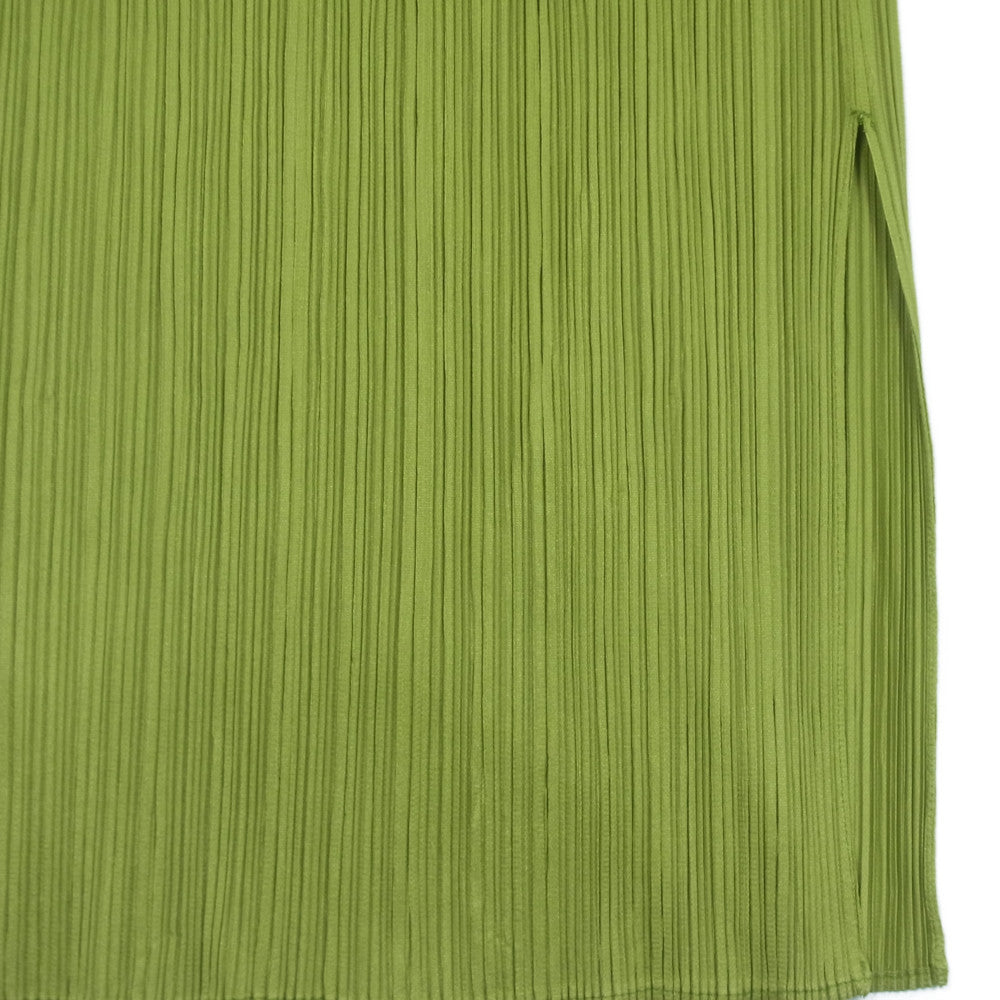 PLEATS PLEASE プリーツプリーズ イッセイミヤケ PP61-JH316 プリーツ加工 ノースリーブ サイドスリット ロング ワンピース ライトグリーン系 3【美品】【中古】