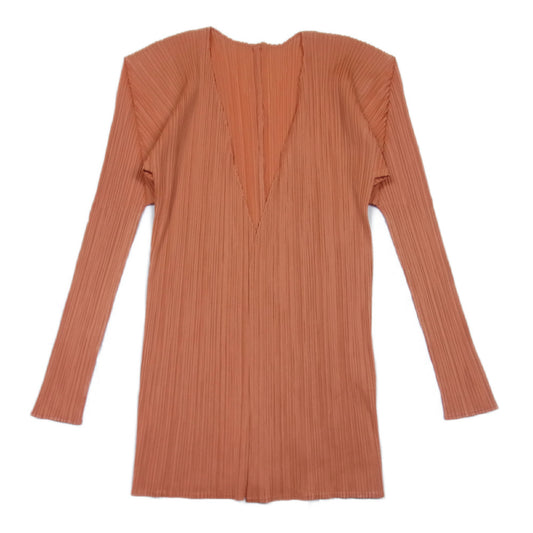 PLEATS PLEASE プリーツプリーズ イッセイミヤケ PP61-JO207 プリーツ加工 カーディガン 長袖 オレンジ系 3【美品】【中古】