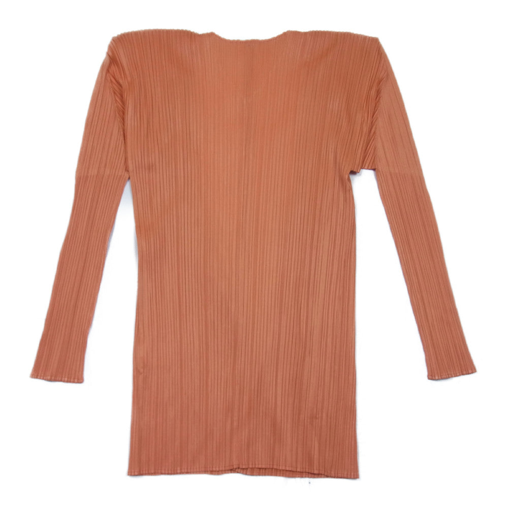 PLEATS PLEASE プリーツプリーズ イッセイミヤケ PP61-JO207 プリーツ加工 カーディガン 長袖 オレンジ系 3【美品】【中古】