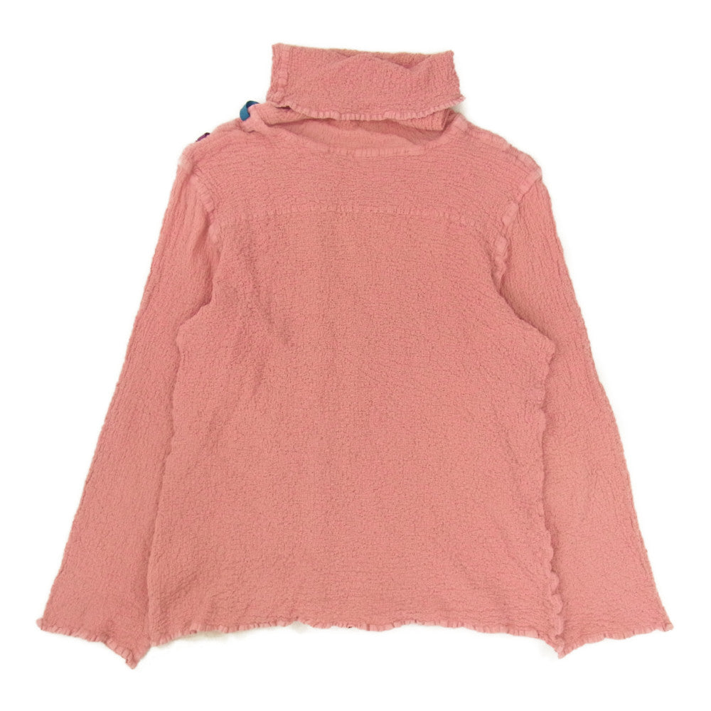 ISSEY MIYAKE イッセイミヤケ me ミー MI44FM514 リボンテープ付き 縮緬 ハイネック カットソー ピンク系 サイズ表記無【中古】