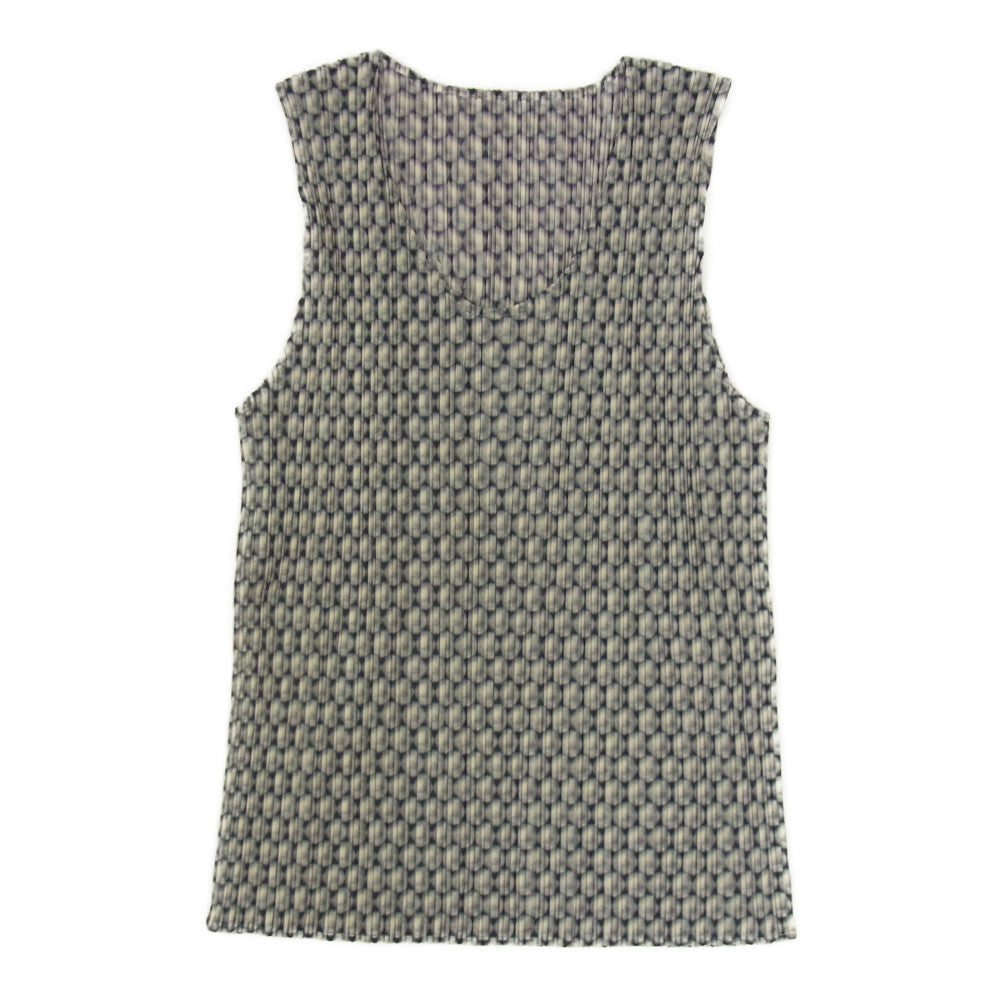 PLEATS PLEASE プリーツプリーズ イッセイミヤケ PP73-JK728 プリーツ加工 ドット柄 ノースリーブ カットソー グレー系 3【美品】【中古】