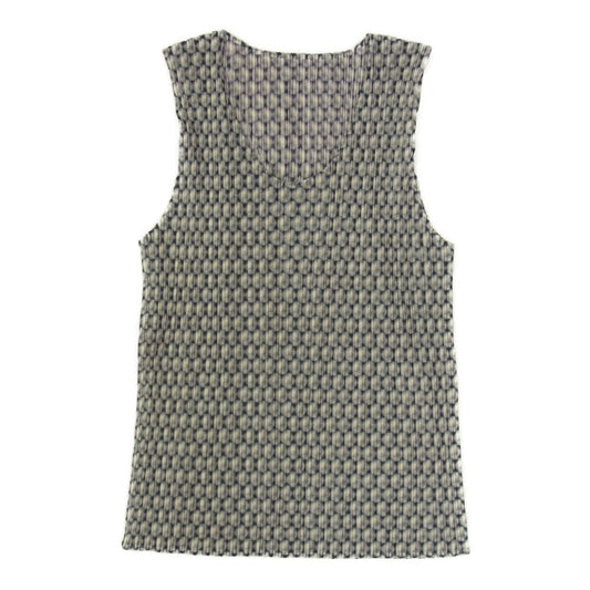 PLEATS PLEASE プリーツプリーズ イッセイミヤケ PP73-JK728 プリーツ加工 ドット柄 ノースリーブ カットソー グレー系 3【美品】【中古】