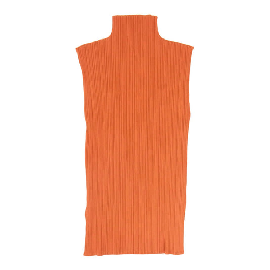 PLEATS PLEASE プリーツプリーズ イッセイミヤケ PP43-JK603 プリーツ加工 ボトルネック フレンチスリーブ カットソー オレンジ系 3【中古】