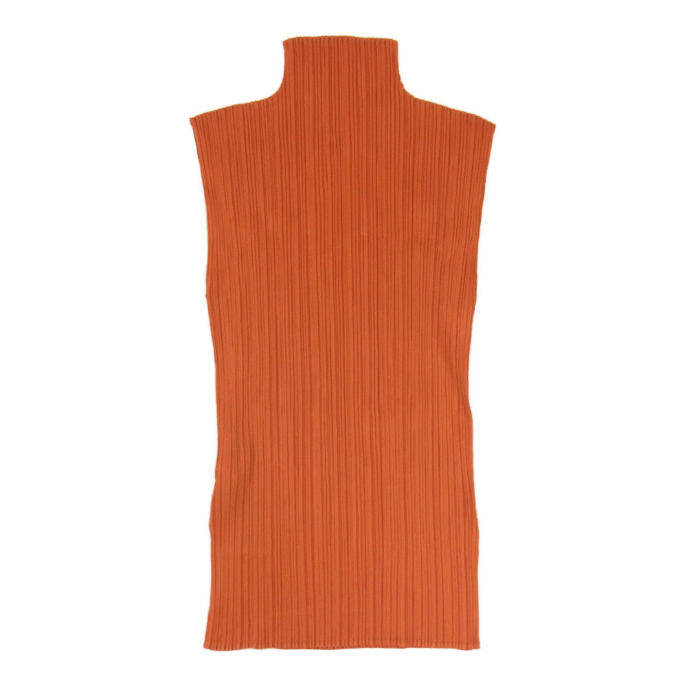 PLEATS PLEASE プリーツプリーズ イッセイミヤケ PP43-JK603 プリーツ加工 ボトルネック フレンチスリーブ カットソー オレンジ系 3【中古】