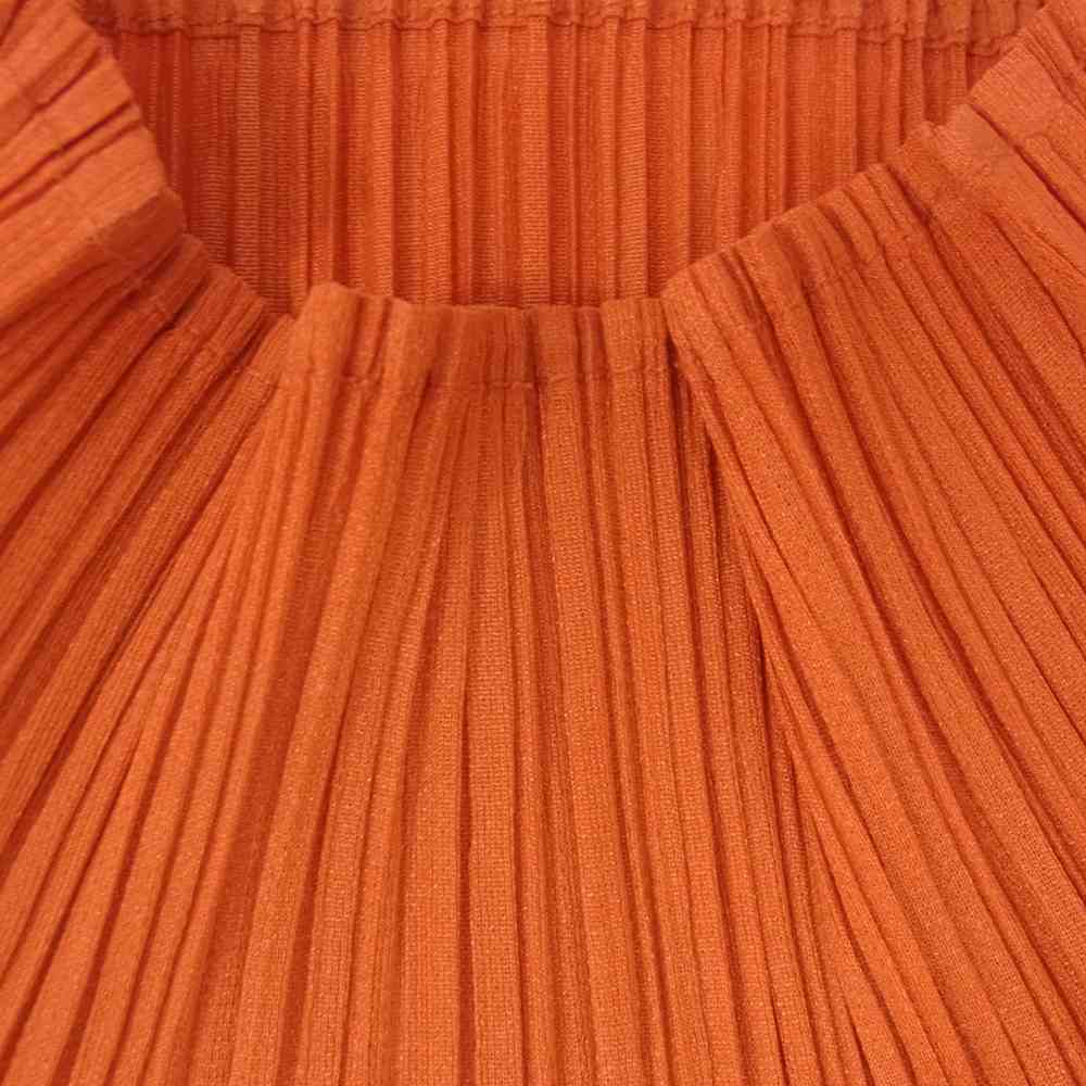 PLEATS PLEASE プリーツプリーズ イッセイミヤケ PP43-JK603 プリーツ加工 ボトルネック フレンチスリーブ カットソー オレンジ系 3【中古】