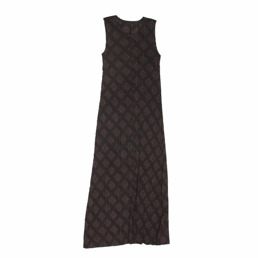 PLEATS PLEASE プリーツプリーズ イッセイミヤケ PP94-JH666 プリーツ加工 バイアスチェック ノースリーブ マキシ丈 ワンピース ブラウン系 3【中古】