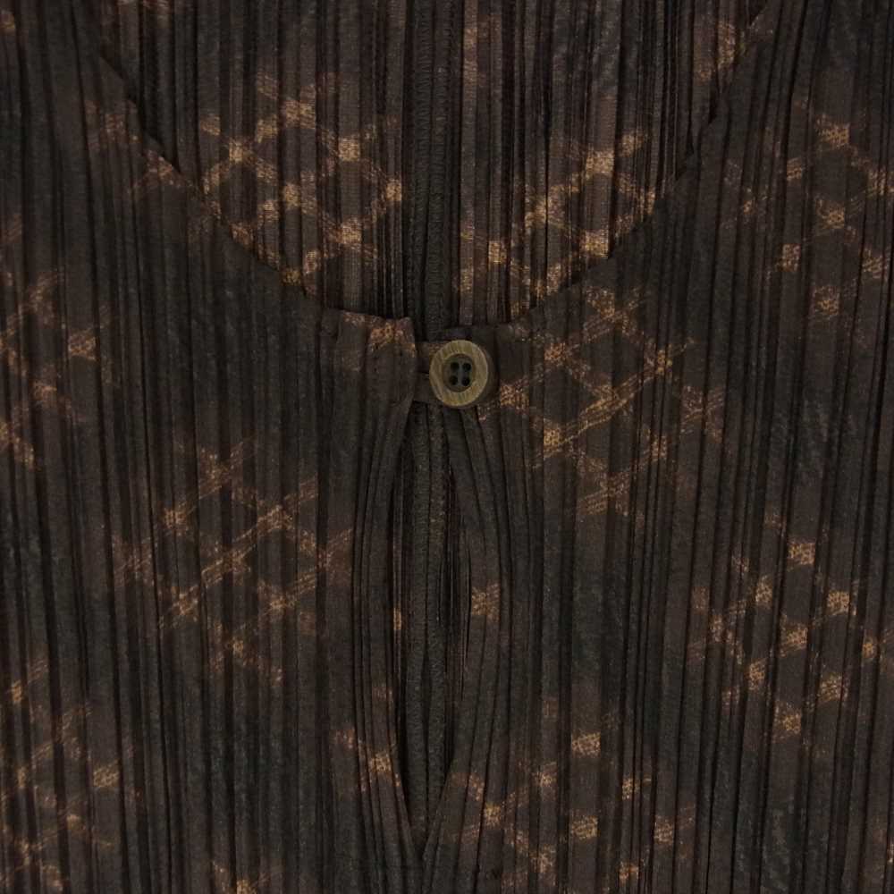 PLEATS PLEASE プリーツプリーズ イッセイミヤケ PP94-JH666 プリーツ加工 バイアスチェック ノースリーブ マキシ丈 ワンピース ブラウン系 3【中古】