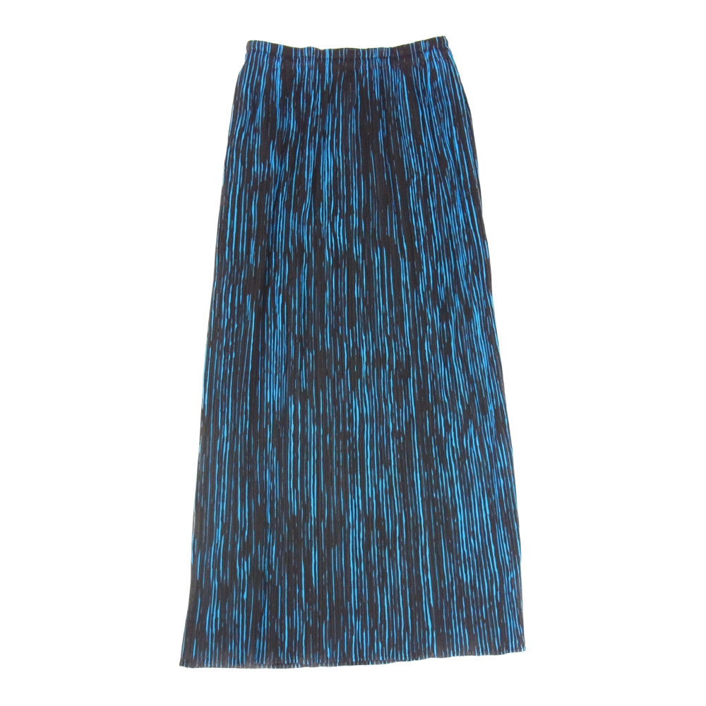PLEATS PLEASE プリーツプリーズ イッセイミヤケ PP96-JG081 プリーツ加工 ストライプ ペイント ロングスカート ブルー系 3【美品】【中古】