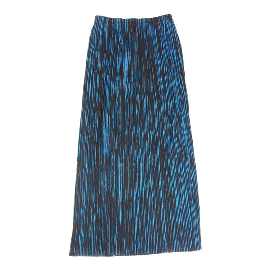 PLEATS PLEASE プリーツプリーズ イッセイミヤケ PP96-JG081 プリーツ加工 ストライプ ペイント ロングスカート ブルー系 3【美品】【中古】