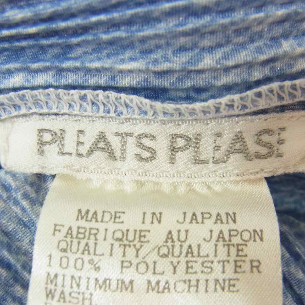 PLEATS PLEASE プリーツプリーズ イッセイミヤケ PP92-JK073 プリーツ加工 デニム転写プリント プルオーバー ブラウス ライトブルー系 3【美品】【中古】
