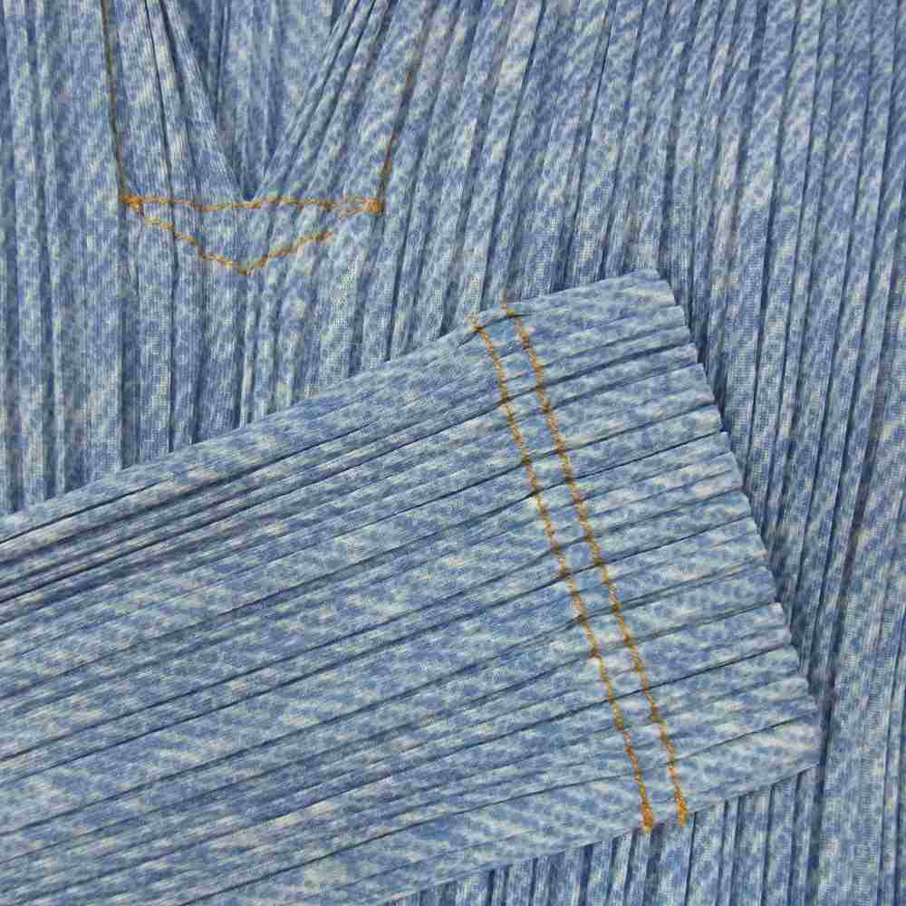 PLEATS PLEASE プリーツプリーズ イッセイミヤケ PP92-JK073 プリーツ加工 デニム転写プリント プルオーバー ブラウス ライトブルー系 3【美品】【中古】