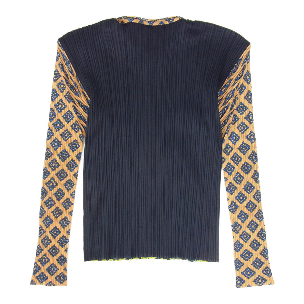 PLEATS PLEASE プリーツプリーズ イッセイミヤケ PP86-JK964 プリーツ加工 エスニック柄 バンドカラー プルオーバー ブラウス マルチカラー系 3【中古】