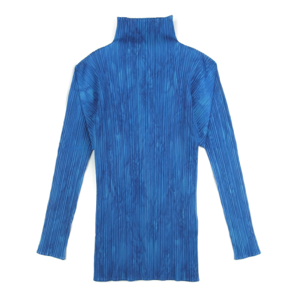 PLEATS PLEASE プリーツプリーズ イッセイミヤケ PP63-JK104 プリーツ加工 タイダイ染め ハイネック 長袖 カットソー ブルー系 F【中古】