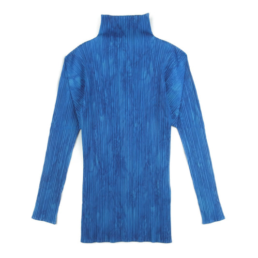 PLEATS PLEASE プリーツプリーズ イッセイミヤケ PP63-JK104 プリーツ加工 タイダイ染め ハイネック 長袖 カットソー ブルー系 F【中古】