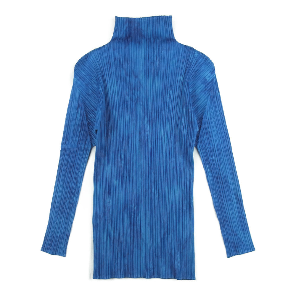 PLEATS PLEASE プリーツプリーズ イッセイミヤケ PP63-JK104 プリーツ加工 タイダイ染め ハイネック 長袖 カットソー ブルー系 F【中古】