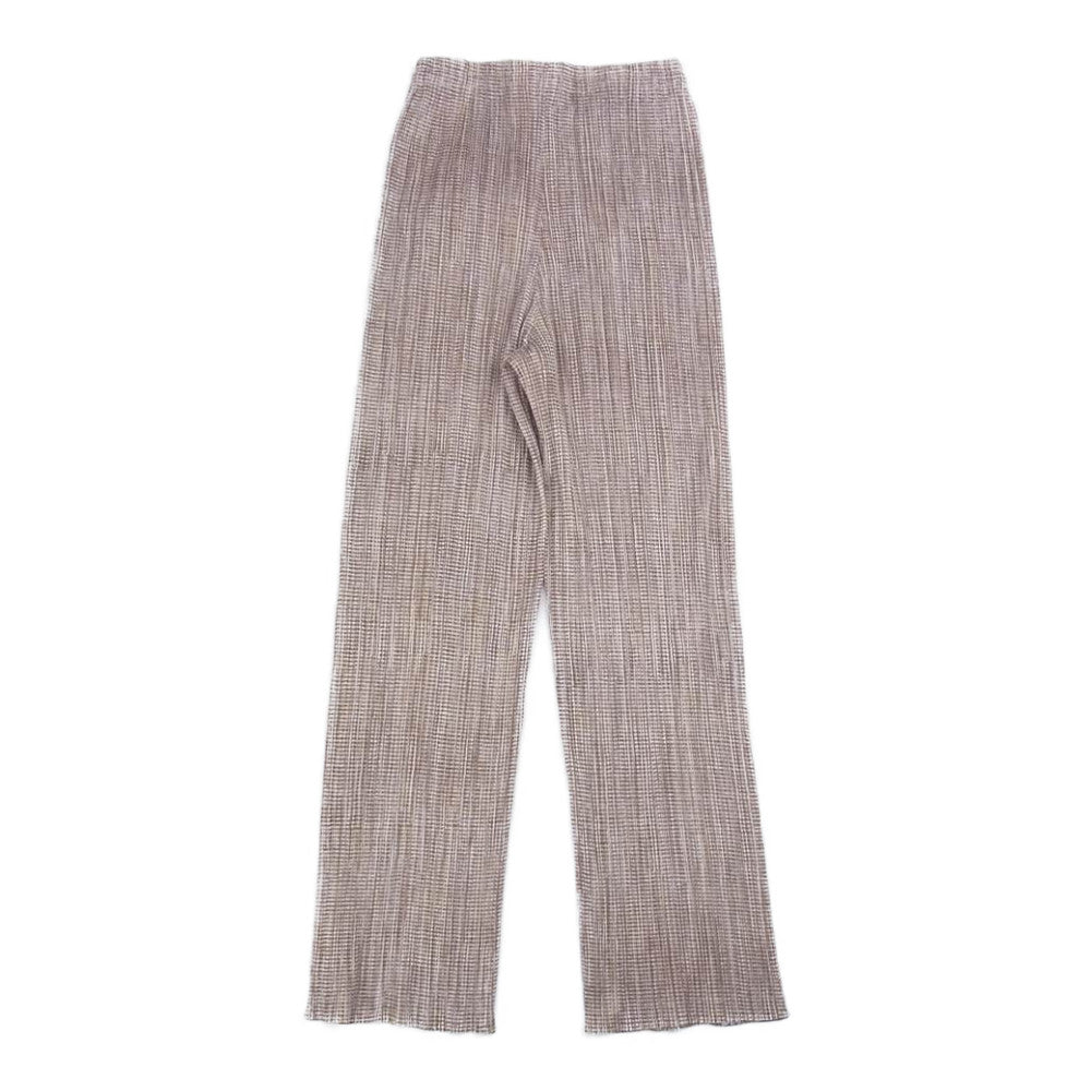 PLEATS PLEASE プリーツプリーズ イッセイミヤケ PP71-JE738 プリーツ加工 転写総柄 セットアップ ベスト パンツ ライトブラウン系 3【美品】【中古】
