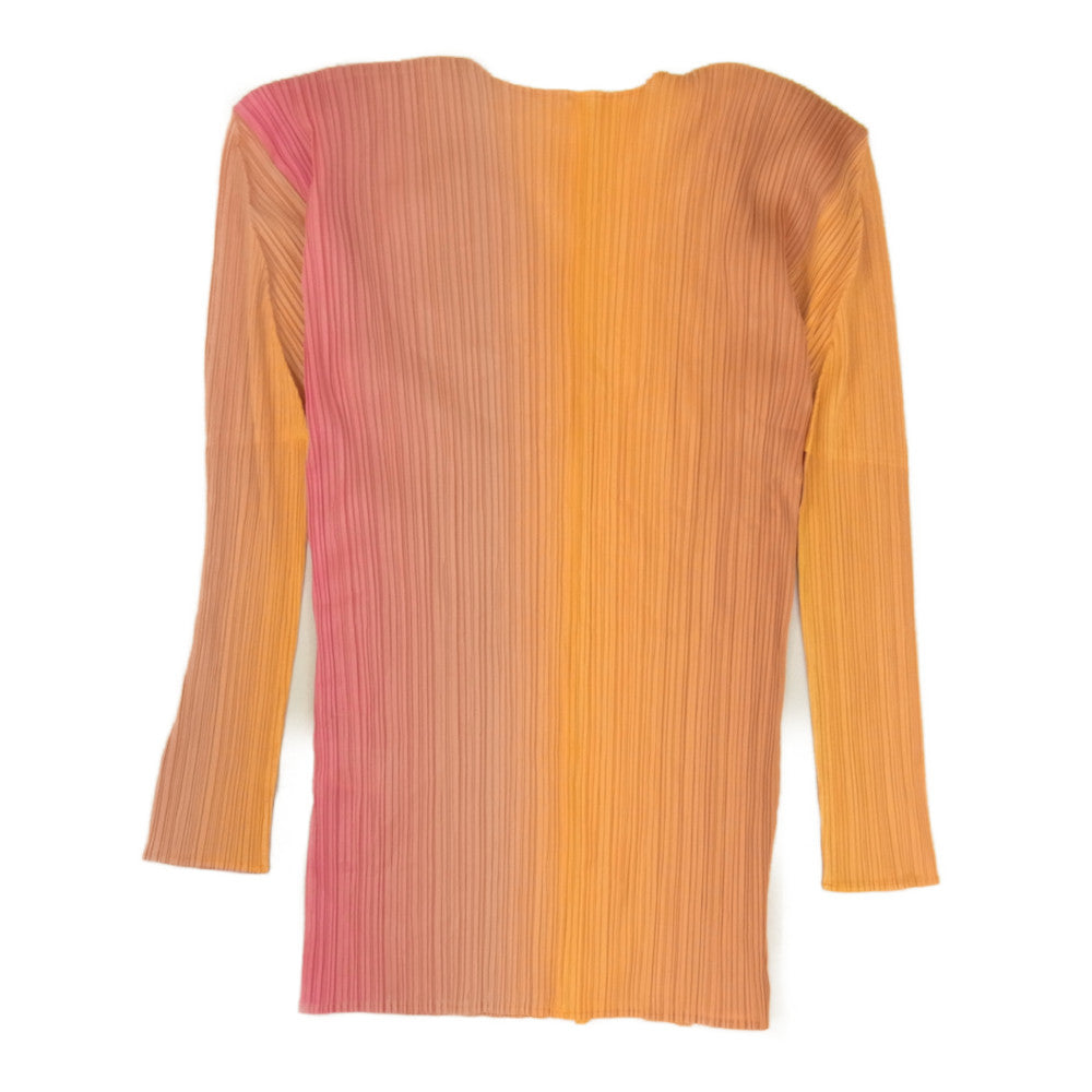 PLEATS PLEASE プリーツプリーズ イッセイミヤケ PP61-JO407 プリーツ加工 グラデーション カーディガン オレンジ系 3【中古】