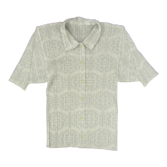 PLEATS PLEASE プリーツプリーズ イッセイミヤケ PP82-JK761 プリーツ加工 中国小紋柄 半袖 ブラウス グレー系 3【美品】【中古】