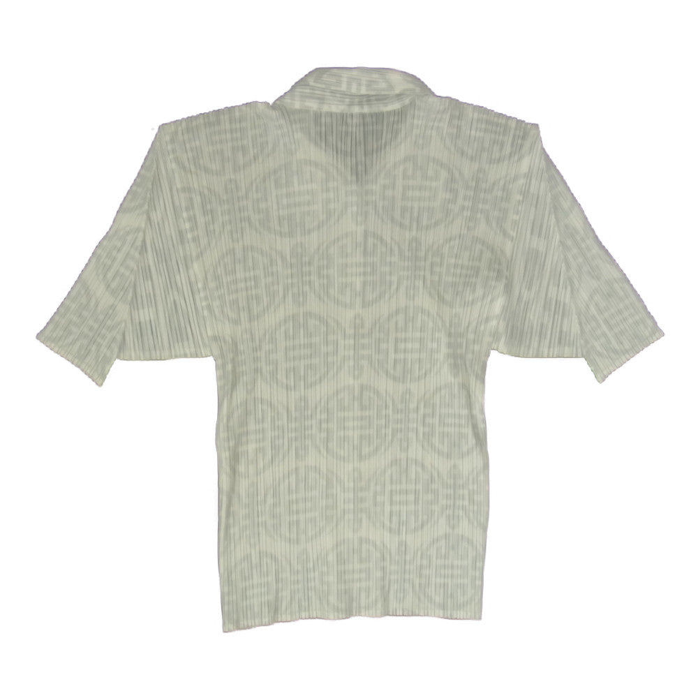 PLEATS PLEASE プリーツプリーズ イッセイミヤケ PP82-JK761 プリーツ加工 中国小紋柄 半袖 ブラウス グレー系 3【美品】【中古】