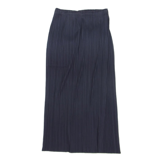 PLEATS PLEASE プリーツプリーズ イッセイミヤケ 22SS PP21-JG146 MONTHLY COLORS MARCH ウエストゴム スリット タイトスカート ネイビー系 3【美品】【中古】