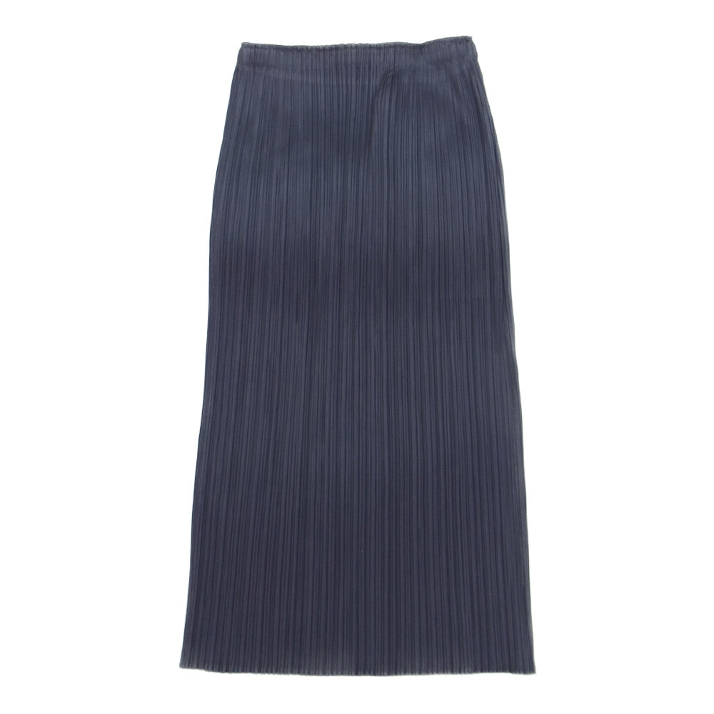 PLEATS PLEASE プリーツプリーズ イッセイミヤケ 22SS PP21-JG146 MONTHLY COLORS MARCH ウエストゴム スリット タイトスカート ネイビー系 3【美品】【中古】