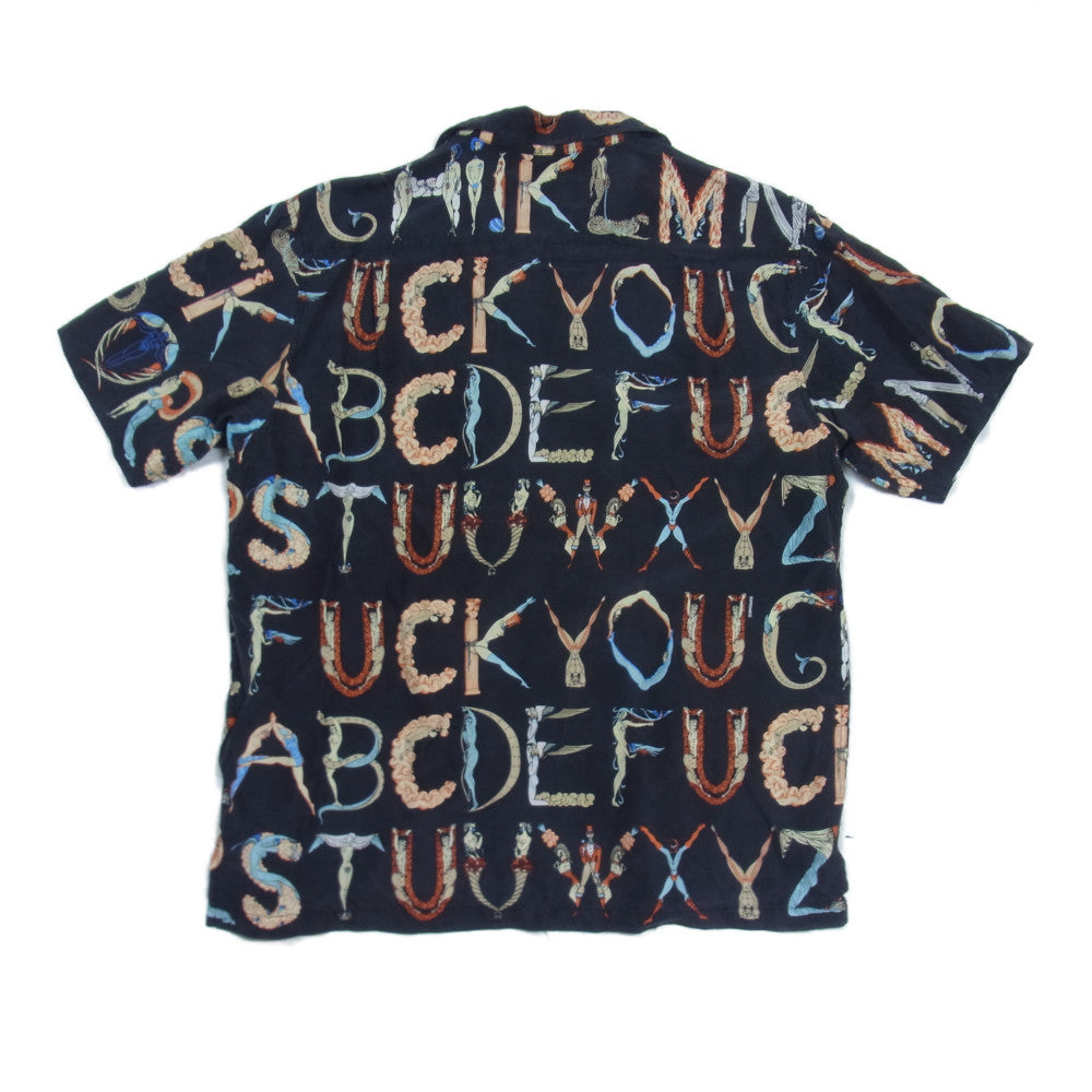 Supreme シュプリーム 18SS Alphabet Silk Shirt アルファベット シルク 総柄 ブラック系 M【中古】