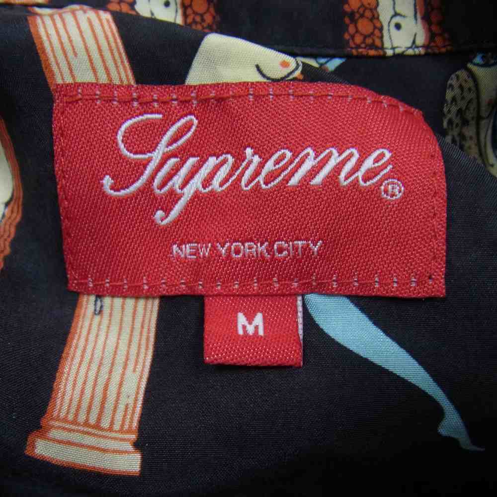 Supreme シュプリーム 18SS Alphabet Silk Shirt アルファベット シルク 総柄 ブラック系 M【中古】