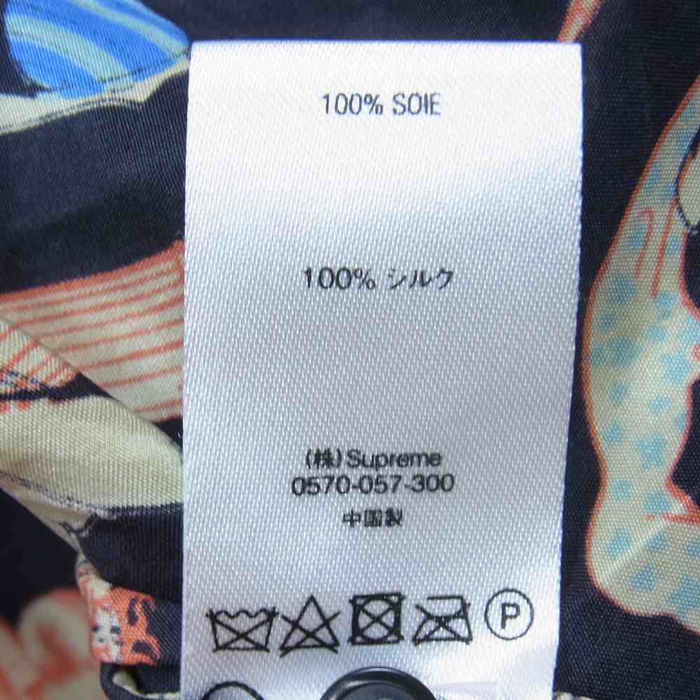Supreme シュプリーム 18SS Alphabet Silk Shirt アルファベット シルク 総柄 ブラック系 M【中古】
