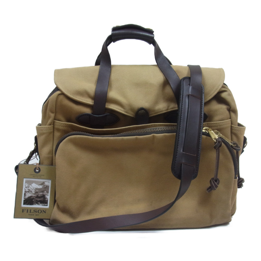 FILSON フィルソン Padded Computer Bag レザーハンドル キャンバス パデット コンピューター バッグ ライトブラウン系【中古】