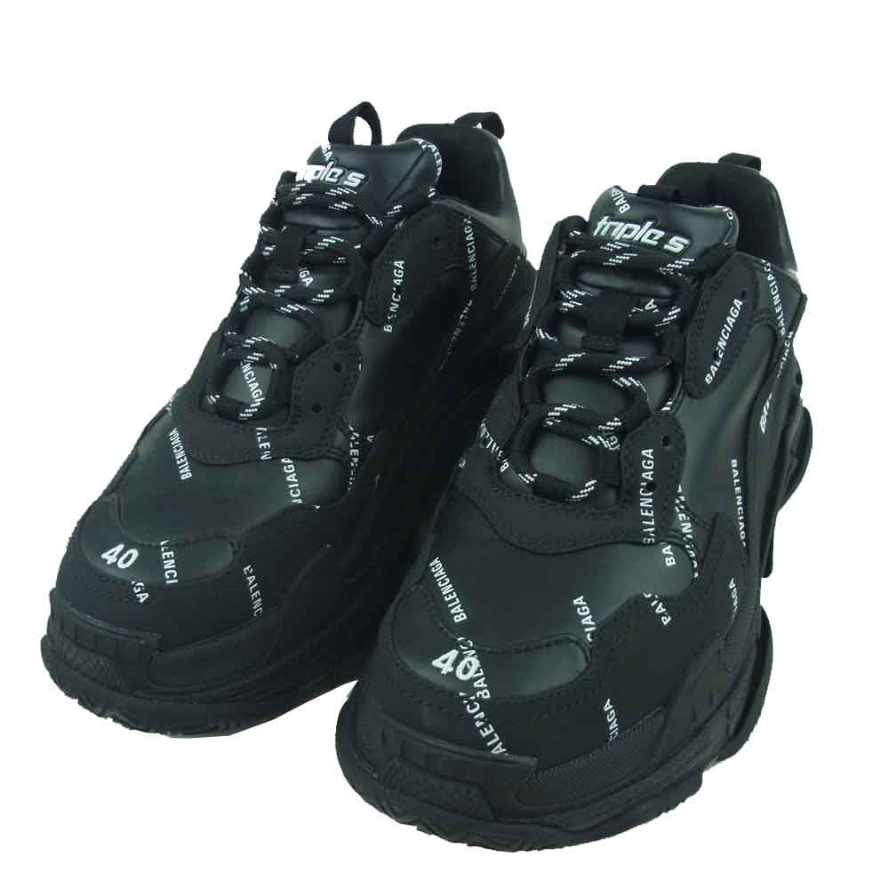 BALENCIAGA バレンシアガ 536737 Allover Logo TRIPLE S トリプルエス 総柄 ロゴ スニーカー ブラック系 26.5cm【中古】