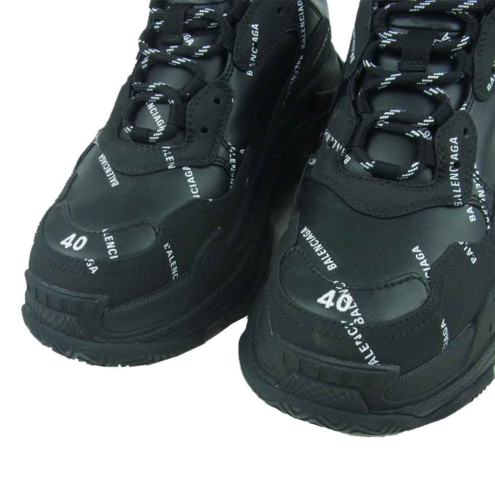BALENCIAGA バレンシアガ 536737 Allover Logo TRIPLE S トリプルエス 総柄 ロゴ スニーカー ブラック系 26.5cm【中古】