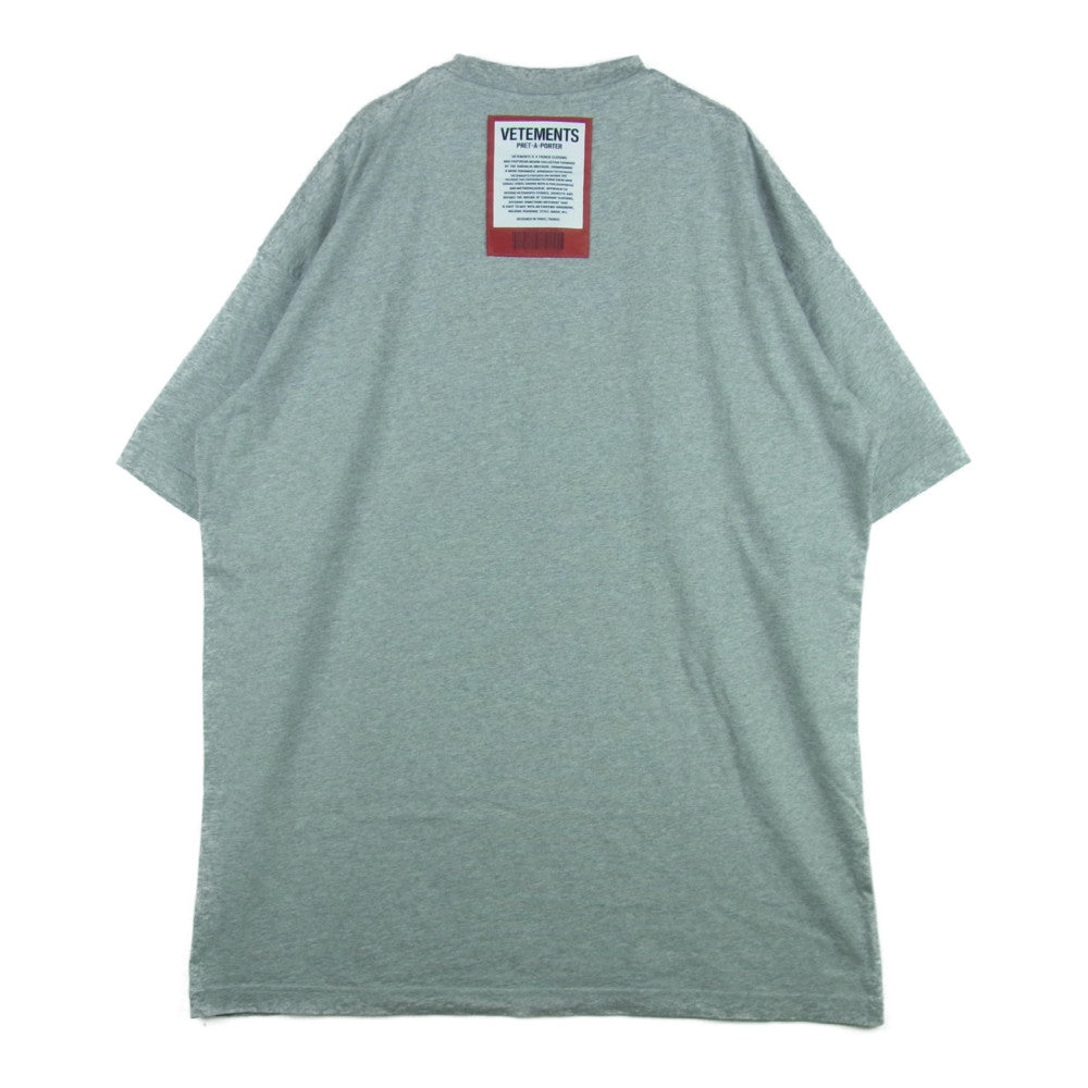 VETEMENTS ヴェトモン 21SS UE51TR540G ロゴ プリント オーバーサイズ 半袖 Tシャツ グレー系 S【新古品】【未使用】【中古】