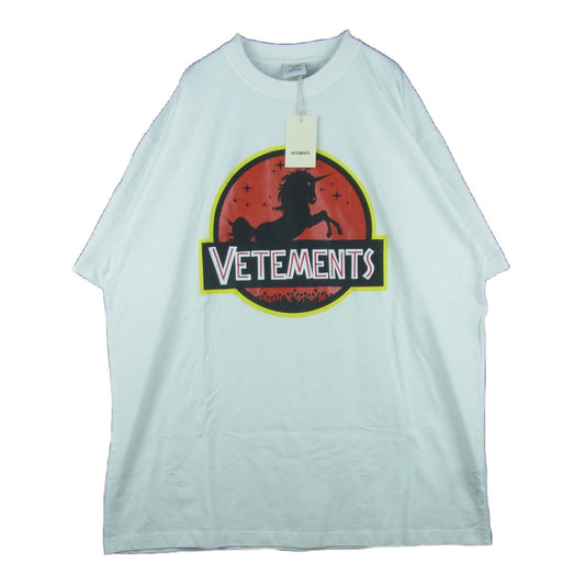 VETEMENTS ヴェトモン 21AW UA52TR320W Wild Unicorn Tee ワイルド ユニコーン プリント 半袖 Tシャツ ホワイト系 M【新古品】【未使用】【中古】